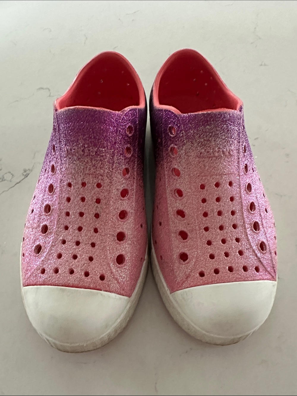 Native Kids Glitter Slip-On Shoes in Pink & Purple